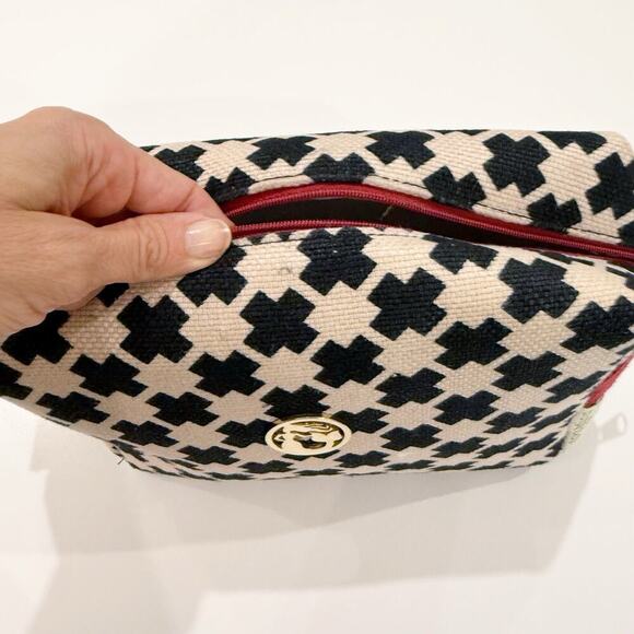 Spartina Cosmetic Makeup Bag 449 Accessory Canvas Multicolor Black Tan Carry On - Picture 9 of 12